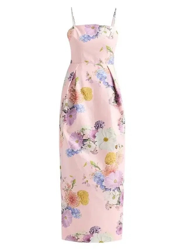 Women's Teva Floral Faille Column Maxi Dress - Pink Dahlias