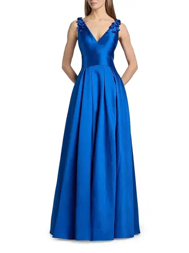 THEIA Women's Velina Mikado V-Neck Gown - Sapphire Eclipse - Size 16 | Thumbnail 2 THEIA Women's Velina Mikado V-Neck Gown - Sapphire Eclipse - Size 16 | Thumbnail 2