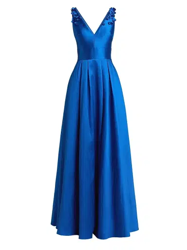 THEIA Women's Velina Mikado V-Neck Gown - Sapphire Eclipse - Size 16 | Thumbnail 1 THEIA Women's Velina Mikado V-Neck Gown - Sapphire Eclipse - Size 16 | Thumbnail 1