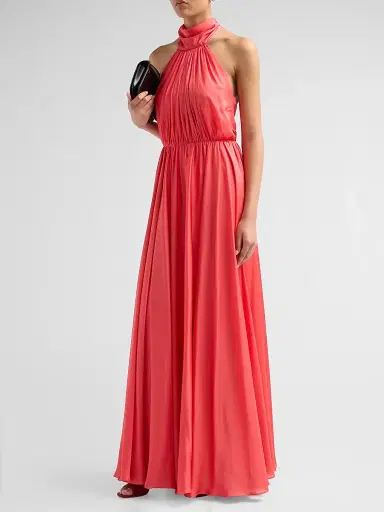 As It May Women's Elyra Satin Chiffon Halter Gown - Watermelon - Size XXL | Thumbnail 4 As It May Women's Elyra Satin Chiffon Halter Gown - Watermelon - Size XXL | Thumbnail 4
