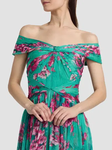 THEIA Women's Sabina Floral Chiffon Off-The-Shoulder Gown - Seafoam Sakura Mist - Size 14 | Thumbnail 6 THEIA Women's Sabina Floral Chiffon Off-The-Shoulder Gown - Seafoam Sakura Mist - Size 14 | Thumbnail 6