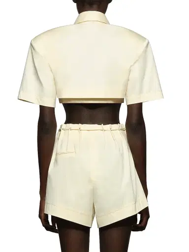 Et Ochs Women's Calvin Stretch-Cotton Crop Shirt - Wax | Thumbnail 5