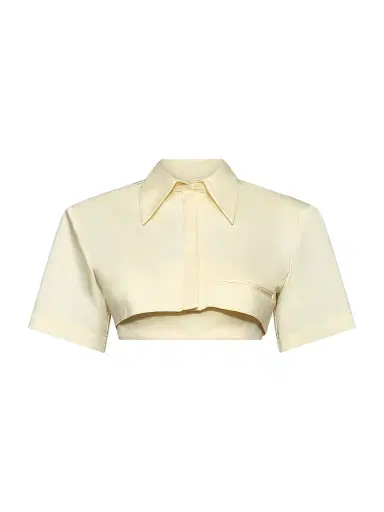 Et Ochs Women's Calvin Stretch-Cotton Crop Shirt - Wax | Thumbnail 1
