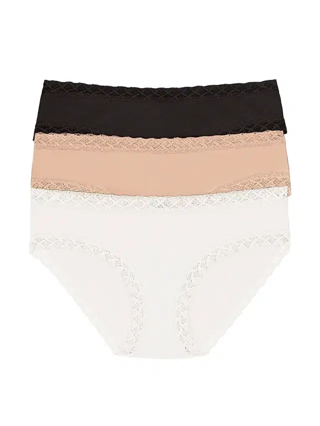 Natori Women's Bliss Cotton Girl Brief 3 Pack - Black Cafe White