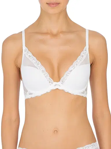 Natori Women's Feathers Plunge T-Shirt Bra - White - Size 38DD | Thumbnail 1