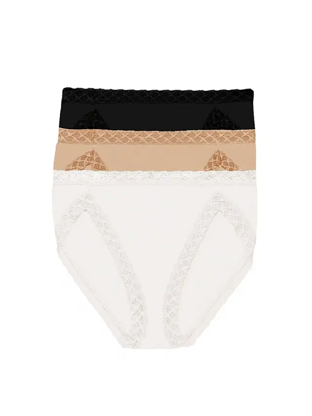 Women's Bliss Cotton French Cut Brief 3 Pack - Black Cafe White