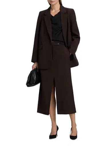 Co Women's Mens-Fit Linen-Blend Blazer - Chocolate - Size XL | Thumbnail 2