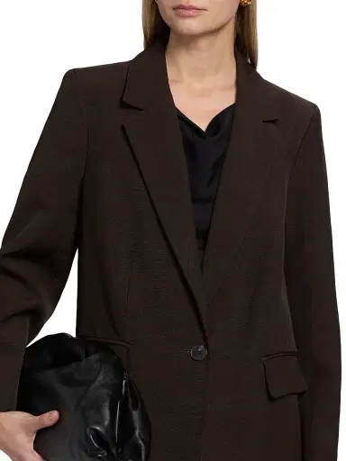 Co Women's Mens-Fit Linen-Blend Blazer - Chocolate - Size XL | Thumbnail 6