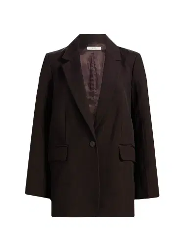 Co Women's Mens-Fit Linen-Blend Blazer - Chocolate - Size XL | Thumbnail 1