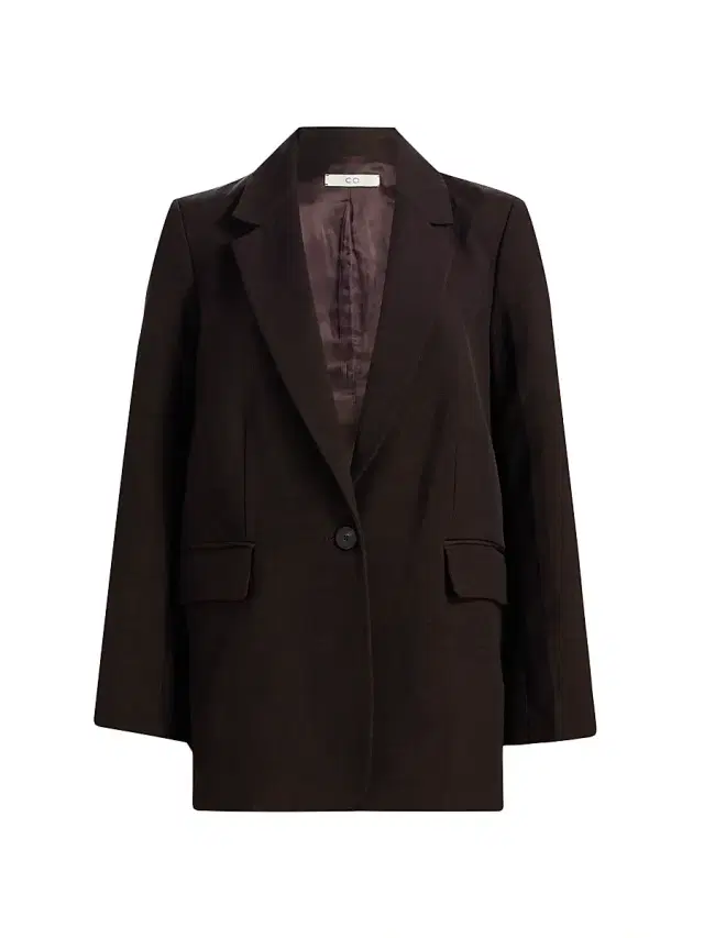 Co Women's Mens-Fit Linen-Blend Blazer - Chocolate