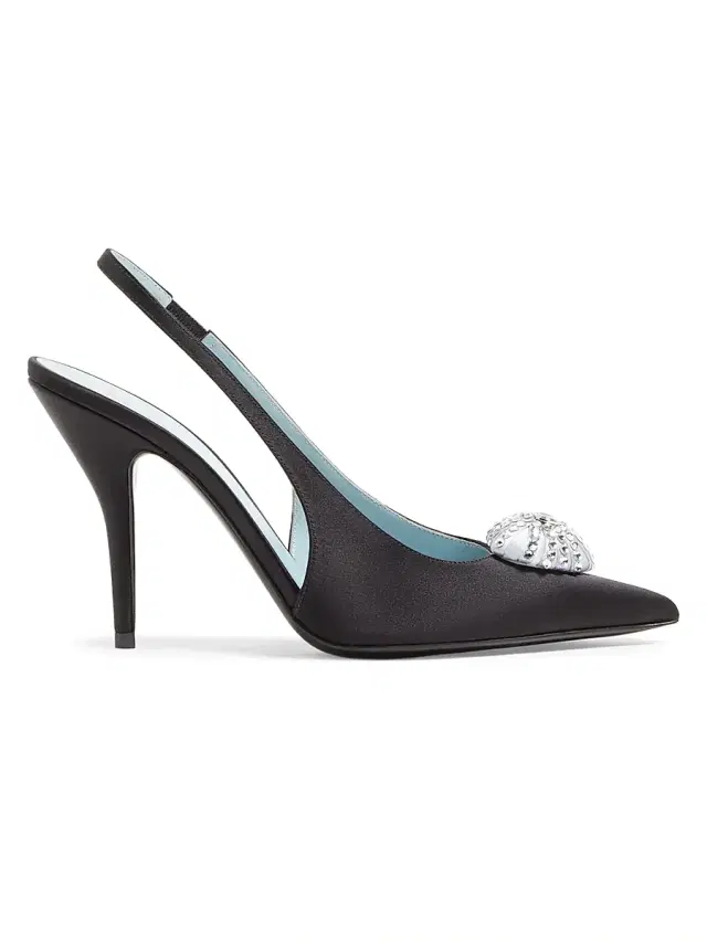 Valentino Garavani Women's Coeur Royal 100MM Satin Slingback Pumps - Black Crystal