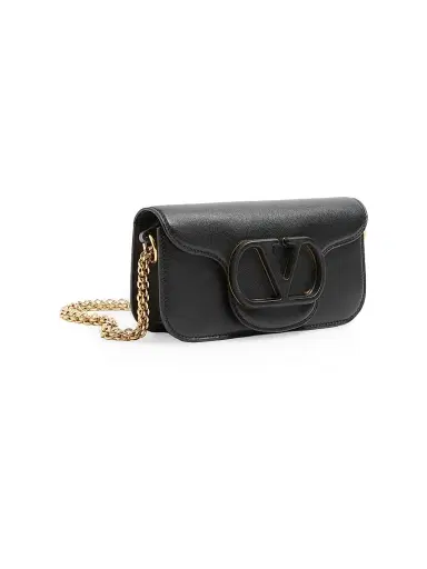 Valentino Garavani Women's Locò Small Shoulder Bag in Calfskin Leather - Black | Thumbnail 2