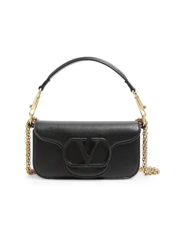 Valentino Garavani Women's Locò Small Shoulder Bag in Calfskin Leather - Black | Thumbnail 1