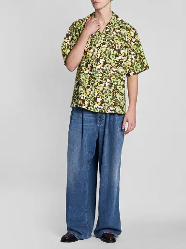 Marni Men's Floral Cotton Poplin Camp Shirt - Light Green - Size 44 | Thumbnail 2