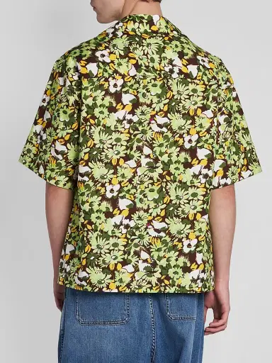 Marni Men's Floral Cotton Poplin Camp Shirt - Light Green - Size 44 | Thumbnail 3