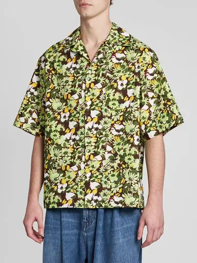 Marni Men's Floral Cotton Poplin Camp Shirt - Light Green - Size 44 | Thumbnail 4