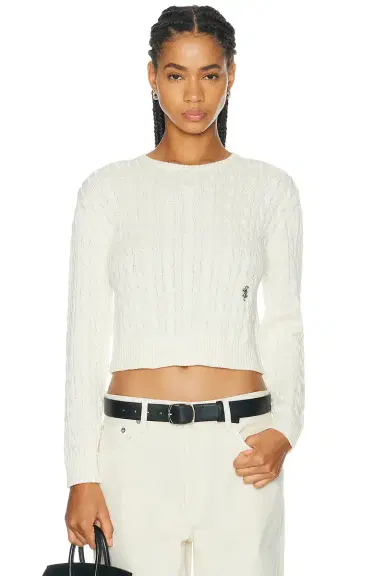 Sporty & Rich Signature Logo Cable Sweater | Thumbnail 1