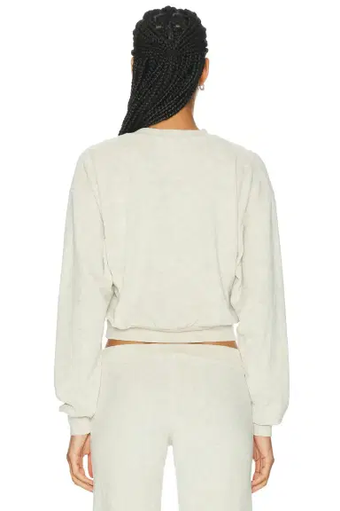 ÉTERNE Cropped V-Neck Terry Sweatshirt | Thumbnail 3