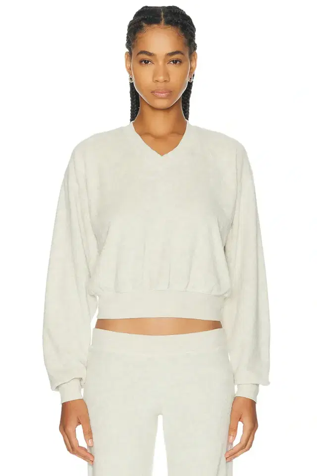 Eterne Cropped V-Neck Terry Sweatshirt