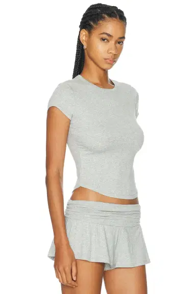 Lunya Soft Modal Rib Curved Hem Tee | Thumbnail 2