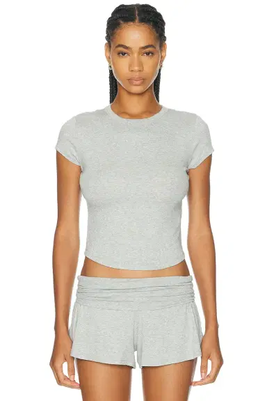 Lunya Soft Modal Rib Curved Hem Tee | Thumbnail 1