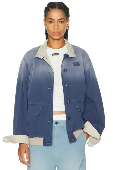 Miu Miu Twill Old Panama Reversibile Jacket | Thumbnail 1 Miu Miu Twill Old Panama Reversibile Jacket | Thumbnail 1