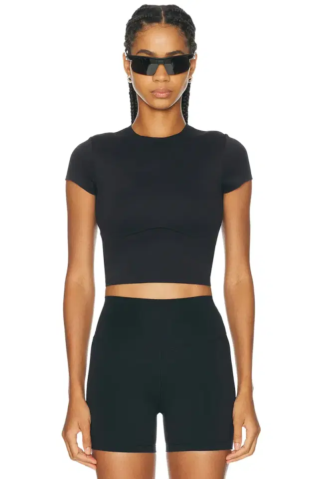 Matte Corset Short Sleeve Crop Top