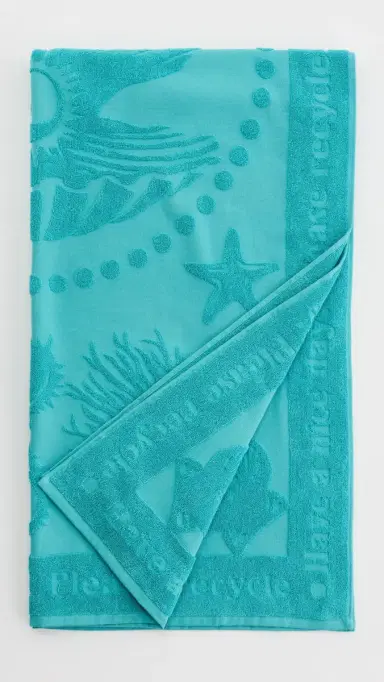 GANNI Jacquard Beach Towel Blue Curacao One Size | Thumbnail 3