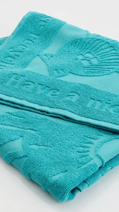 GANNI Jacquard Beach Towel Blue Curacao One Size | Thumbnail 4
