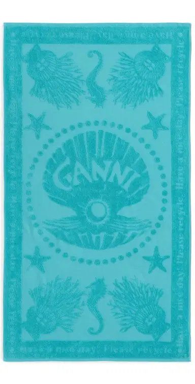 GANNI Jacquard Beach Towel Blue Curacao One Size | Thumbnail 1
