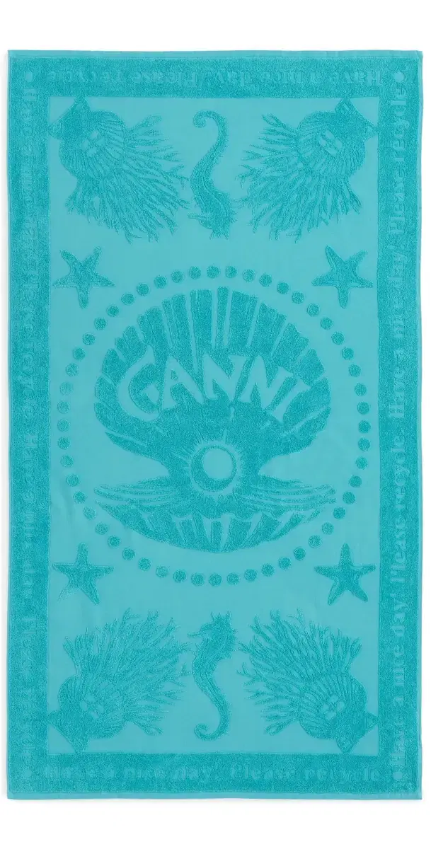 GANNI Jacquard Beach Towel Blue Curacao One Size