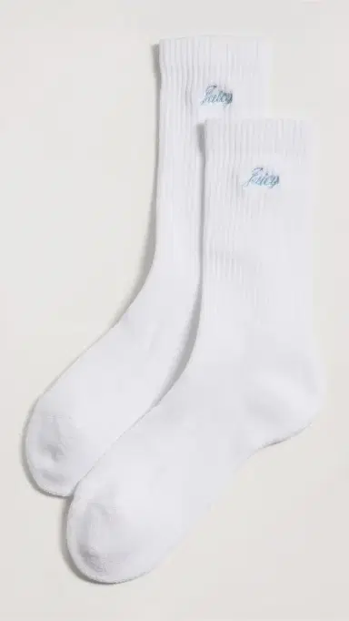 Sporty & Rich Juicy Script Socks White/Sky Blue One Size | Thumbnail 2