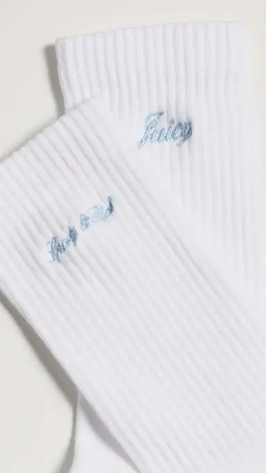Sporty & Rich Juicy Script Socks White/Sky Blue One Size | Thumbnail 3