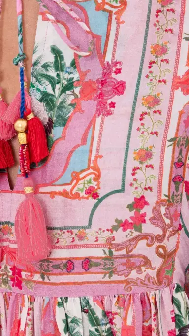 Bell ylvie Mini Tunic Dress Pink Bird Print | Thumbnail 6