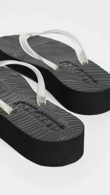 SLEEPERS Platform Jelly Flip Flops Black Clear Transparent 41 | Thumbnail 4