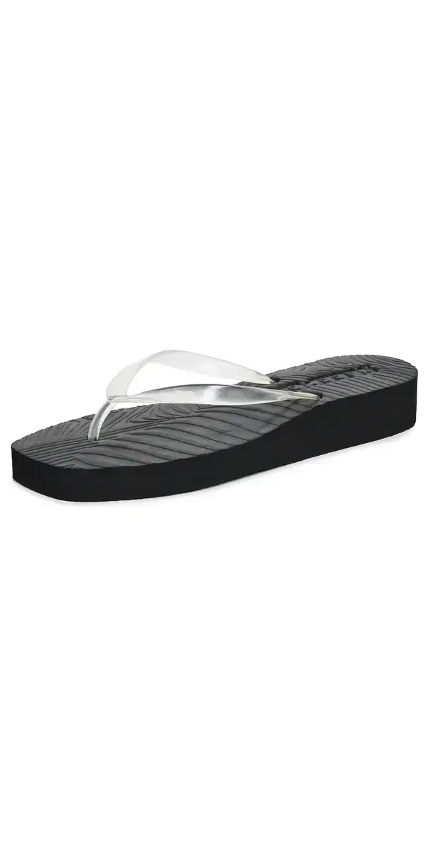 SLEEPERS Platform Jelly Flip Flops Black Clear Transparent
