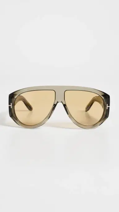 Tom Ford Bronson Aviator Sunglasses Transparent Olive One Size | Thumbnail 2