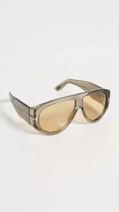 Tom Ford Bronson Aviator Sunglasses Transparent Olive One Size | Thumbnail 4