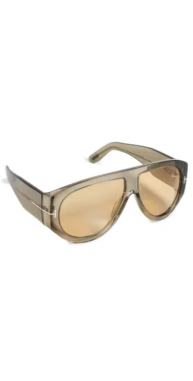 Tom Ford Bronson Aviator Sunglasses Transparent Olive One Size | Thumbnail 1
