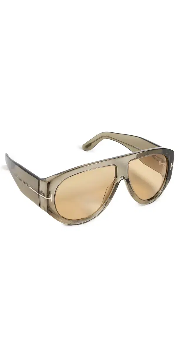 Tom Ford Bronson Aviator Sunglasses Transparent Olive One Size