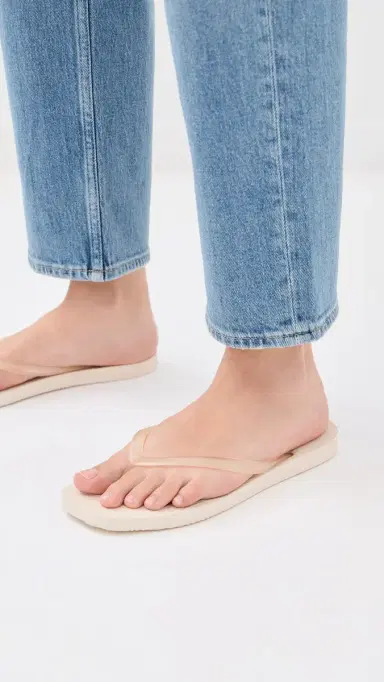 SLEEPERS Tapered Transparent Flip Flops Eggnog | Thumbnail 3