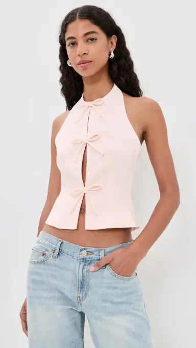 endless rose Halter Tie Up Detail Top ight Pink | Thumbnail 2