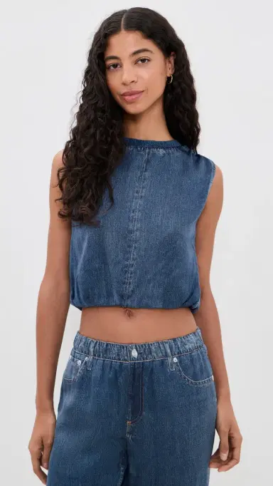 rag & bone Rb Miramar Satin Mica Bubble Top Jasper | Thumbnail 2