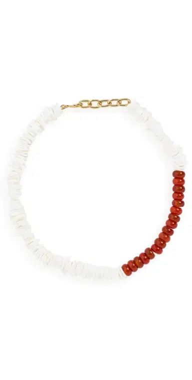 Madewell Shell Stone Beaded Necklace Antique Gold One Size | Thumbnail 1