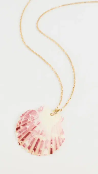 Shashi Long Chain Scallop Shell Necklace Gold One Size | Thumbnail 2