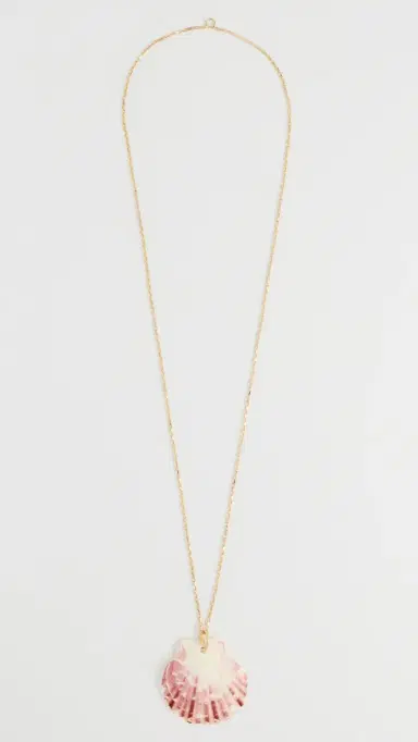 Shashi Long Chain Scallop Shell Necklace Gold One Size | Thumbnail 4