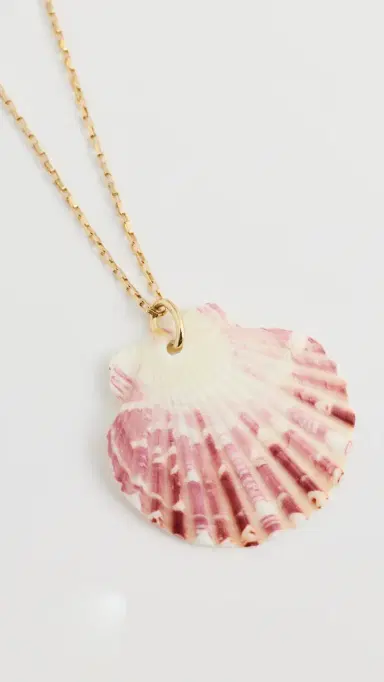 Shashi Long Chain Scallop Shell Necklace Gold One Size | Thumbnail 5