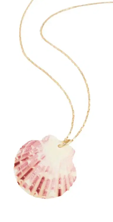 Shashi Long Chain Scallop Shell Necklace Gold One Size | Thumbnail 1