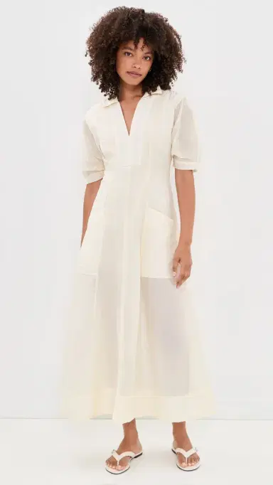Aligne Tracy Sheer Midi Dress White | Thumbnail 2
