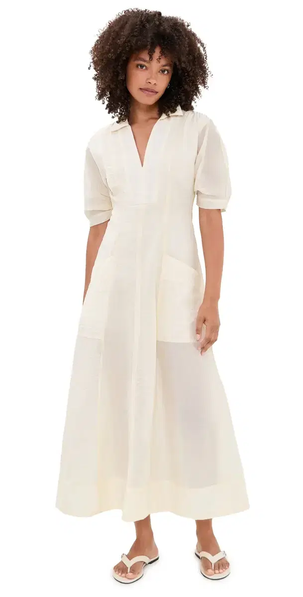 Aligne Tracy Sheer Midi Dress White